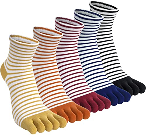 Kevaler Zehensocken Damen Baumwolle Fünf Finger Socken 5 Finger Socken Niedliche Neuartiger Tiere Muster Sneakersocken Mehrfarbig für Sport Laufende - 5 Paare