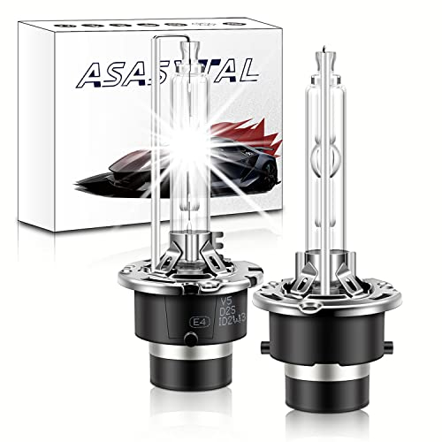 Asasytal D2S Xenon Scheinwerferlampen, 6000K Kaltes Weiß Sehr Hell 35W 12V HID Scheinwerfer Ersatzkit Scheinwerfer, Mit Robustem Metallsockel für die Nachrüstung der Original Xenonlampen, 2er-Set
