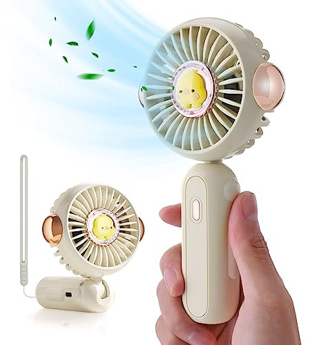 Portable Handheld Fan, Mini USB Hand Fan with Rechargeable Battery and 3 Speeds, Cute Personal Small Electric Fan for Girls/Women/Kids Outdoor Travel, Foldable Fan for Office/Desktop/Table/Bedroom