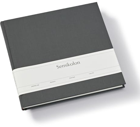 Semikolon 370073 Gästebuch - 25 x 23 cm - mit 180 blanko Seiten zum Selbstgestalten, Lesezeichen - lava stone grau