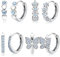JeweBella 4 Paar Ohrringe Silber 925 Mädchen Kinder Kleine Creolen Silber 925 Hypoallergen Schmetterling Herz Blumen Creolen Ohrringe Set Schlafen Knorpel Ohrringe Mädchen Damen Rosa/Lila/Blau/Bunt