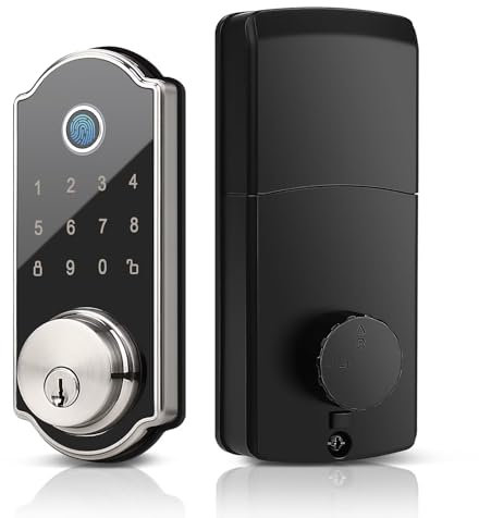 Tinewa Serrature intelligenti per impronte digitali per porta d'ingresso, Serratura senza chiave con tastiera, Serratura del catenaccio della porta, Serratura della tastiera digitale, Serratura