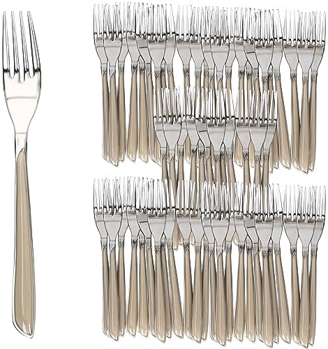 Ritzenhoff & Breker Beauty 60er Set Menügabeln taupe I Besteck für 60 Personen I aus rostfreiem poliertem Edelstahl & Kunststoff I für Frühstück, Mittag, Kaffee & Abendbrot I Hotel, Gastro