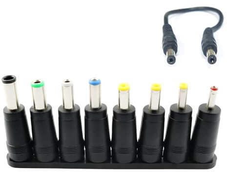 1 stück 5.5x2.1 mm 8 in 1 Universal DC Netzteil Adapter Stecker Buchsen Adapter für Laptop Notebook Netzteil, AC DC Stecker-Set mit Kabel 22 cm