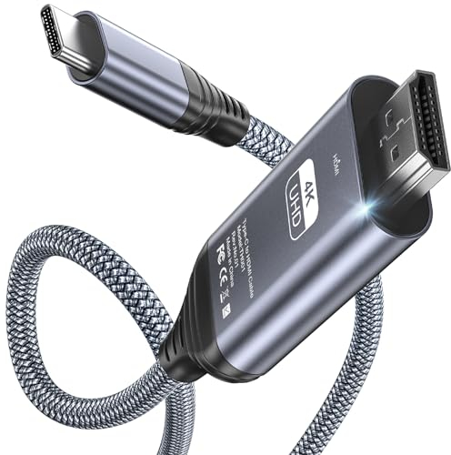 Siwket Cavo da USB-C a HDMI 4K a 60Hz, 1 m, (compatibile con Thunderbolt 3) per MacBook Pro 2021, MacBook Air, iPad Pro 2020, Samsung Galaxy S22/S21, Surface Book 2, ecc.