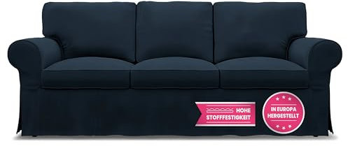 Bemz - Sofa Überzug kompatibel mit IKEA Ektorp - Sofabezug 3 Sitzer - Waschbarer 7-teiliger Couch Überzug - Ektorp Bezug 3er Sofa Cover - Couchbezug - Sofaschoner rutschfest (Marineblau)