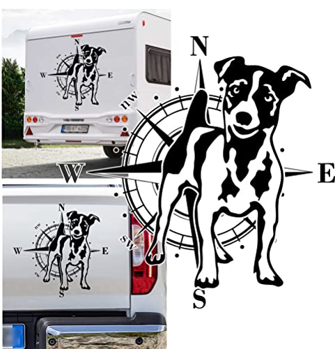 Kompass Jack Russel Terrier Hunde Aufkleber Apassbar Wohnmobil Auto Autoaufkleber Sticker Kompassrose Windrose Camper