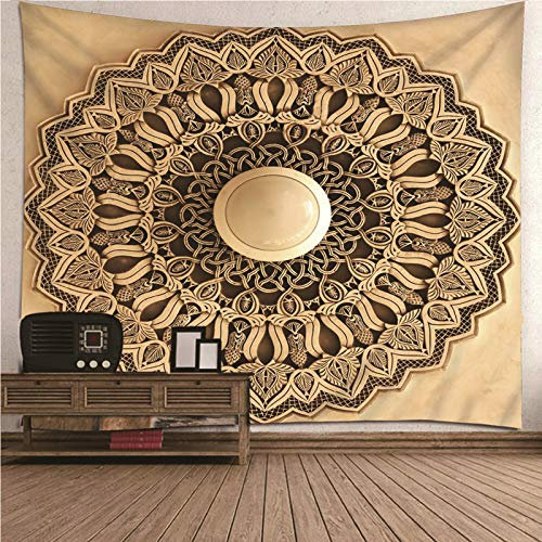 CEVAN Wandteppichhalter Tapisserie Türvorhang Indisches Mandala-Muster Wandbehang Draußen Große Wanddecke Kunst Dekorationen Decke Wandbehang Stoff Khaki 300x250cm