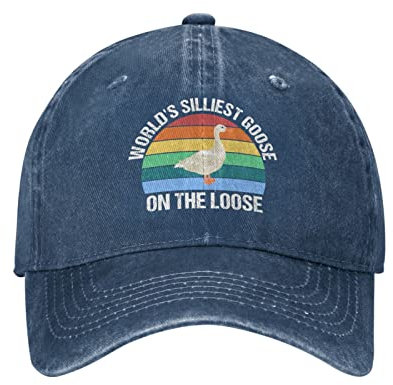 World's Silliest Goose On The Loose Hat Men Baseball Cap Adjustable Caps