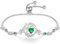 FANCIME Bracelet Arbre de Vie Femme, Argent Sterling 925 Plaqué Or Blanc 14K avec Pierres de Émeraude, Bijou Cadeau Anniversaire, Longueur Réglable