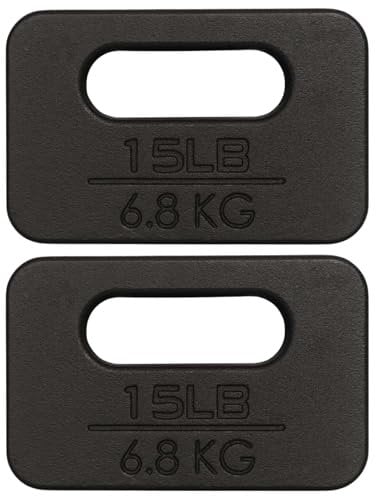 Yes4All Cast Iron Ruck Plate, Weighted Plate for Rucking, Swings, Squat, Strength Training, Fitness Workout, and Home Exercises - 15LB - Pair