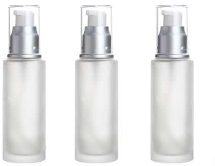 Upstore 3Pcs 30ml 1oz Frosted Glass Bottles with Pump Refillable Travel Containers for Lotion Essential Oil Foundation Cosmetic Toiletries Leakproof Dispenser Vials
