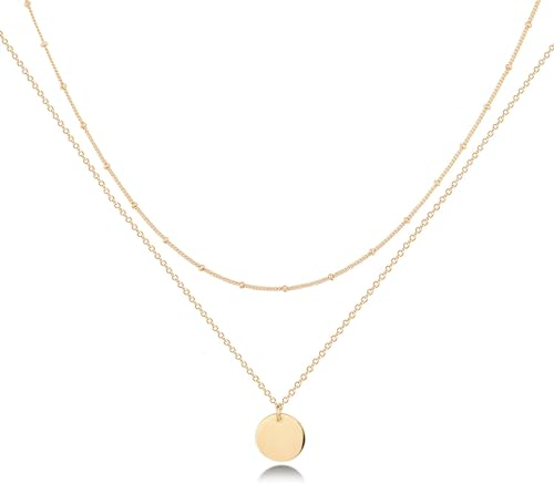 Kabwea 18K Vergoldete ,Layered Damen Kette mit Anhänger Damen Personalisierte Kette Gold Boho Ketten Set Damen Hypoallergene Kette Damen Goldkette