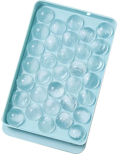 Mini Ice Cube Trays 33PCS Tiny Ice Cube Tray with Lid - Mini Ice Cube Trays for Freezer, Round Ice Cubes for Chilling Cocktail Whiskey Tea Coffee (Blue)