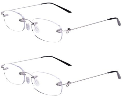 Viseng Randlose Lesebrille Ultraleicht Metall Rahmenlose Lesehilfe für Herren und Damen Exquisite Mode Brillen 2.0