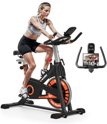 Wenoker Exercise Bike, Spin Bike Indoor Cycling Exercise Equipment for Home Gym Use with LCD Momitor and Tablet Mount,Fitness Workout Cardio Training Machine, Assault Stationary bike