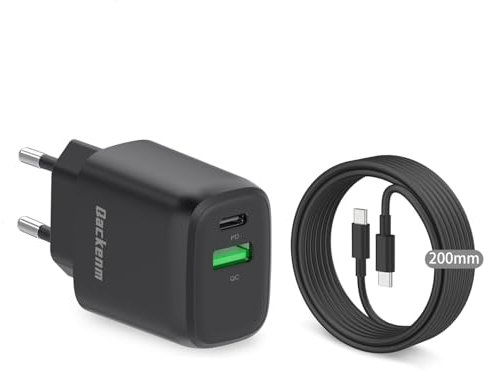 Qackenm 20W USB C Ladegerät mit 2M USB-C Kabel, Schnellladegerät, iPad Netzteil, Stecker, Ladestecker für iPhone iPhone 16/15/iPhone 15 Plus/iPhone 15 Pro/iPhone 15 Pro Max/iPad und mehr (Schwarz)