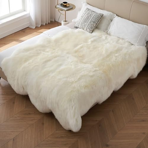 Wollmatratze, Ganze Schaffell Matratze Top Light Luxus Tatami Bettdecke Aus Leder Kissen Aus Wolle (White,4P 1.0 * 1.8m(39.3 * 70.7 inch))