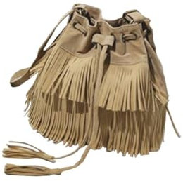 gaobaozhu Borsa a secchiello in pelle PU per donna retrò a tracolla con frange borse con coulisse piccola nappa borsa a tracolla borse per telefono borsa messenger borsa vintage moda, Marrone, 1