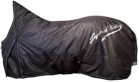 Imperial Riding Outdoordecke IRH Super-Dry 50 g, wasserdicht & atmungsaktiv, 600D Polyester Nylonfutter, leichte Winterdecke für Pferde, edles Design & Bequeme Passform, Schwarz, 125