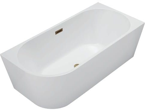 Balneo - Freistehende Badewanne - Eckbadewanne AVOLA - Acryl mit Stahlgestell - 6 Stabilisatorfüße - Überlauf und Klickverschluss - Modernes Design - rechts - Gold - 170x80cm