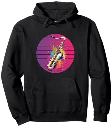 Saxophone, instrument de musique, peinture, éclaboussures Sweat à Capuche