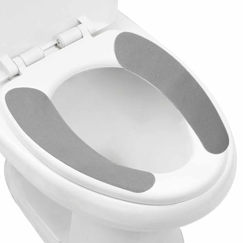 2 Pcs Toilet Seat Warmer Cover Universal Reusable Bathroom Flannel Soft Washable Toilet Seat Mat Closestool Pads Grey Self-Adhesive Toilet Cushion Cover