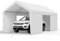 VEVOR Tente Garage, 3,65 x 6,09 m, Carport Abri de Voiture Extérieur avec Parois Latérales Amovibles et Portes, Résistant aux UV et à l'eau, Protection Toutes Saisons pour Automobile et Bateau, Blanc