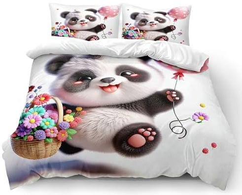 VOGIAY Bettwäsche 135x200 Süße Panda Bettwäsche - Bettbezug für Teenager Mädchen und Jungen - Mikrofaser Bettbezüge mit 1 Kissenbezug 80x80cm Bügelfreie Bettwäsche mit Reißverschluss