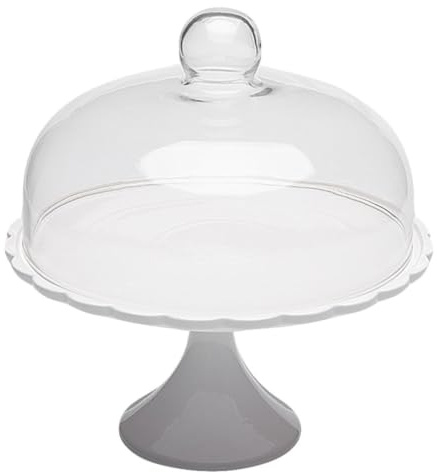 LAPYAPPE Glas Kuchenständer mit Abdeckung, Keramik, 1 Stück, Schlicht | Mehrzweck für Speisen und Snacks, Kreatives Design, Robuste Ausführung