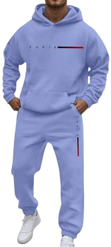 Rrongwn Tuta da jogging da donna e uomo, set da 2 pezzi, con stampa Paris Y2K, felpa con cappuccio e pantaloni da jogging, da uomo, per il tempo libero