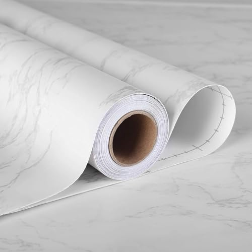 Stickyart Vinilo Adhesivo Muebles Efecto Marmol Gris Claro 40cmx400cm Papel Adhesivo Pared Vinilo Marmol Cocina Mueble Papel Pintado Baño Vinilos de Pared Decorativos Impermeable Extraíble Para Baño