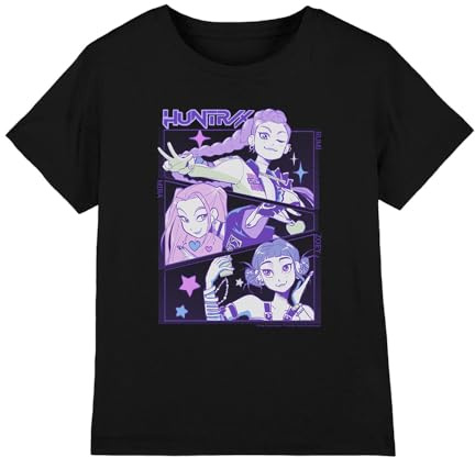 Kpop Demon Hunters Unisex Kids K-pop Demon Hunters - Anime Huntrix Huntr/X Kids T Shirt, Black T-Shirt (Pack of 1)