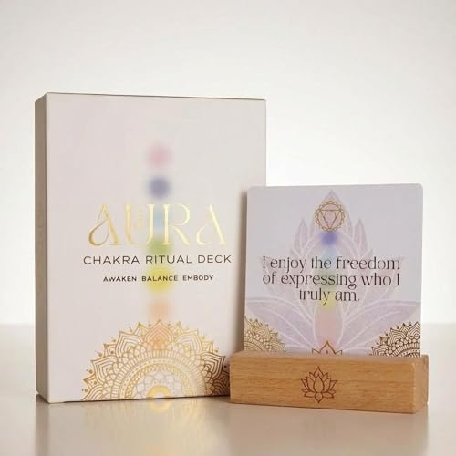 Aura Chakra Deck – 57 Positive Affirmations & Empowering Cards for Self Care, Mindfulness, Meditation, and Holistic Wellness | Self-Discovery & Spiritual Gift