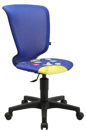 TOPSTAR Titan Junior Kinder-Drehstuhl mit Motivstoff – ergonomischer Schreibtischstuhl für Kinder, höhenverstellbar, Rückenlehne atmungsaktiv, schwarzes Fußkreuz, Universum