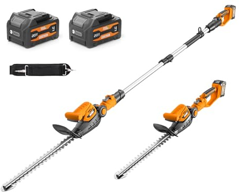 Alloyman 20V MAX 2-in-1 Teleskop Akku Heckenschere, Heckenschneider für Strauch und Heckenschnitt