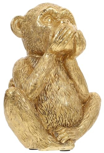 Kreative Kleiner Affen Dekoration aus Kunstharz Weihnachten Feier | Goldene Oberfläche, Fein Polierte Figur, als Tischdeko für Nachtkonsole, Eingangsbereich und Kleine Räume