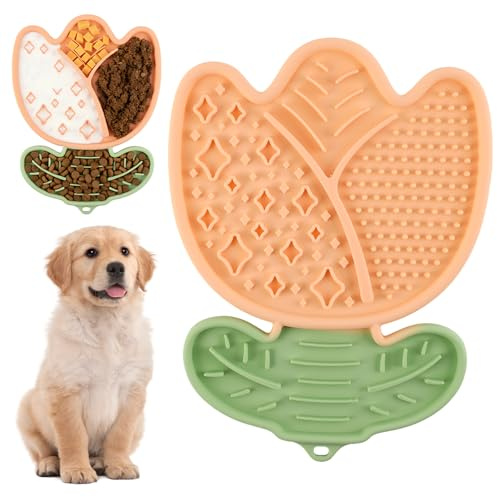 Hwtcjx Schleckmatte Hund, mit Saugnapf für Linderung von Hundeangst, Rosa | Leckmatte Hund, Leckmatte für Hunde für Baden, Pflegen und Training für Welpen, Lebensmittelqualität Silikon, BPA-frei