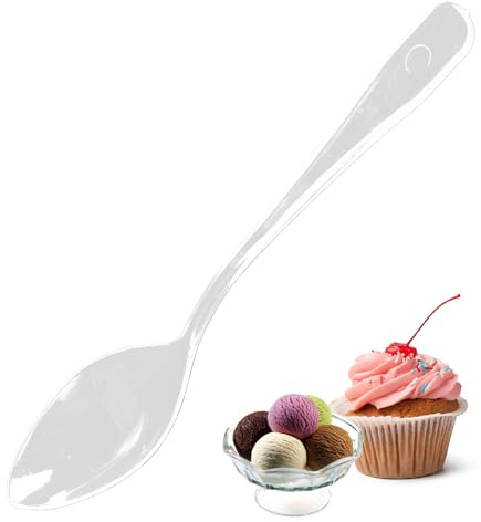 Reusable Plastic Spoons 100 Pack – Clear Heavy Duty Washable Cutlery Spoons for Soup, Desserts & Parties, Durable Reusable Transparent Spoons for Kitchen, BBQ & Picnics