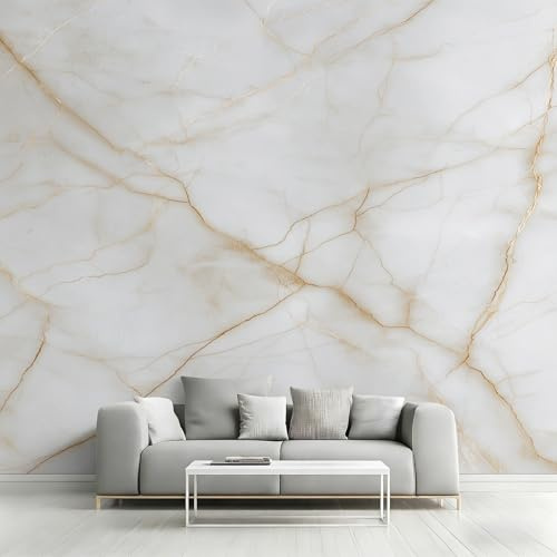 Generisch Vlies Fototapete Weiß Gold Marmor 300x210 cm (B x H), Tapete Modern Abstrakt Wandtapete Wohnzimmer Schlafzimmer Vliestapete, Wanddeko Motivtapeten
