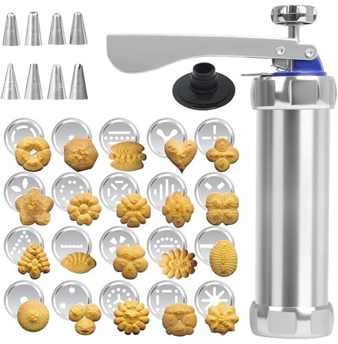 FENGCHUANG Cookie Press mit 20 Schablonen und 8 Düsen Spritzgebäck
