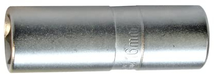 SW-Stahl 07620L-ZK16 Zündkerzeneinsatz 16 mm - 1/2 Zoll Steckschlüssel | Zündkerzennuss mit Gummifangstück - Sechskant-Profil aus Chrom-Vanadium-Stahl - 70 mm Länge - Matt verchromte Oberfläche