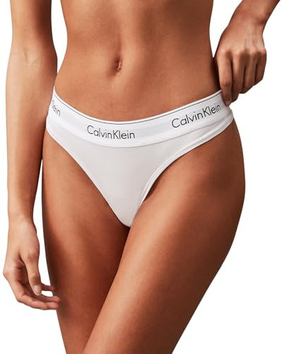 Calvin Klein Thong 0000F3786E, Perizoma, Donna, Bianco (White), XL