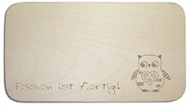 Frühstücksbrettchen « VINTAGE EULE 01 » mit persönlicher Wunschgravur - Brett Frühstücksbrett Frühstück Schneidbrett - Herz Eulen Kinder