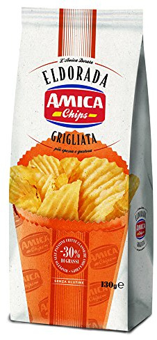 5x Amica Chips Eldorada Grigliata Salzige Kartoffelchips mit gewelltem Schnitt 130g glutenfreie knusprige Kartoffel chips