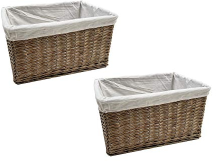 topfurnishing Huge Large Big Deep Wider Wicker Storage Kitchen Toy Log Hamper Laundry Basket[Oak Set of 2 X Large: 52x38.5x29cm]