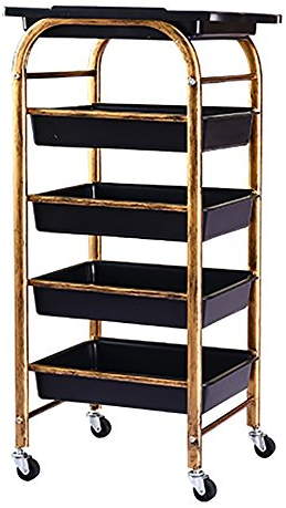 StarTrolley Salon Friseurwagen Barbier Wagen Tablett Lagerung Rollwagen Haar Rollen Schönheit Spa Wagen 5 Lagen Gold Schubladen zum Werkzeug Lagerung