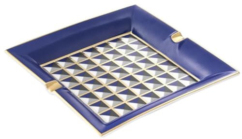 Casa Padrino Luxus Porzellan Design Aschenbecher Blau/Mehrfarbig 24,5 x 24,5 x H. 3,5 cm - Wohnzimmer Accessoires