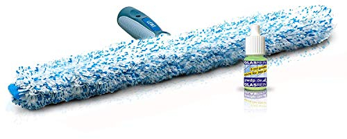 Profi Fenster-Einwascher (55cm) von LEWI | Mikrofaser-Bezug waschbar, ergonomischer Griff, mit Scheuerpad, hohe Wasseraufnahme, Hand-Fensterwischer, Fenster-Einwischer für schnelle Fensterreinigung