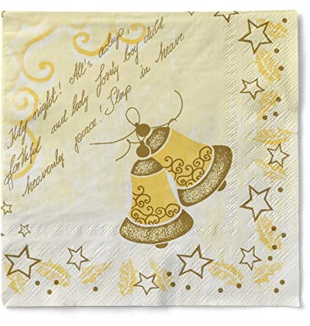Sovie HORECA Weihnachtsserviette Harmony (Creme) aus Tissue 40 x 40 cm, 3-lagig, Einweg Serviette Wintermotiv, ideal für Advent & Weihnachten, 100 Stück
